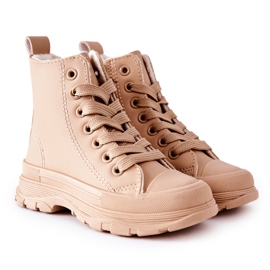 FR1 Børne læder varme sneakers Beige Bomi