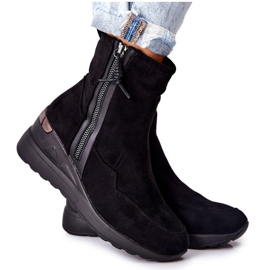 PE1 Sort Athelaine Suede Wedge Støvler