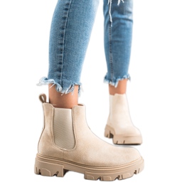TRENDI Suede Chelsea støvler på platformen beige