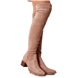 Kvinders knæhøje støvler Eco-Suede Khaki Can't Stop beige