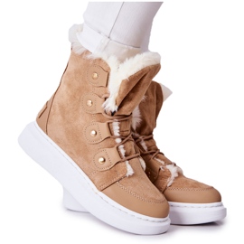 Beige Hoppy varme støvler med pels khaki