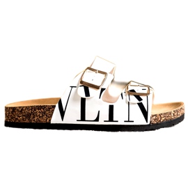 Hvide komfortable flip-flops lavet af øko læder