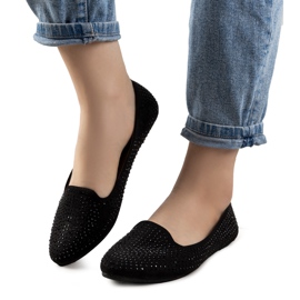 Sorte ballerinaer prydet med Harriette cubic zirconia