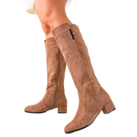 TRENDI Komfortable beige støvler brun