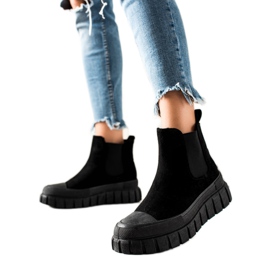TRENDI Stilfulde Chelsea-støvler på platformen sort