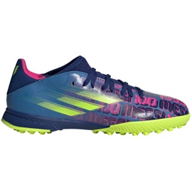 Adidas X Speedflow Messi.3 Tf Jr FY6904 fodboldstøvler marineblå, lilla, blå, flerfarvet blå
