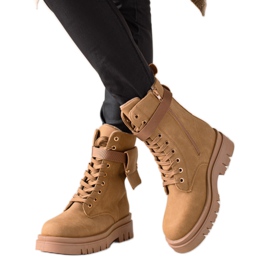 TRENDI Snørestøvler Trappers med lomme beige