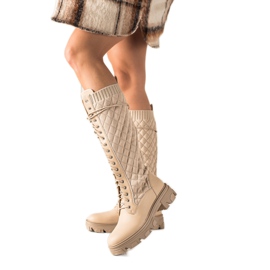 TRENDI Quiltede arbejdsstøvler beige