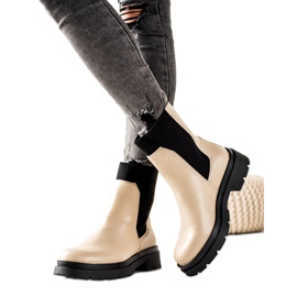 TRENDI Moderigtige Chelsea støvler beige sort