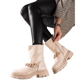 TRENDI Moderigtige platformstøvler beige
