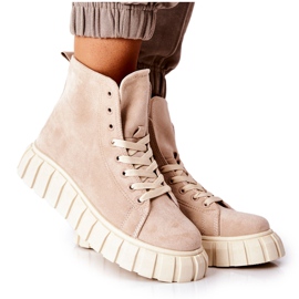 Suede High Sneakers På En Beige Meniphise Platform