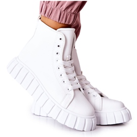 Høje læder-sneakers på den hvide Meniphise-platform