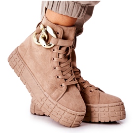 Høje sneakers på en mørk beige Evenia platform khaki