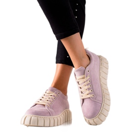 TRENDI Ruskindsneakers på platformen violet