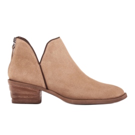 Marco Shoes Naturlige læderstøvler med V-snit beige