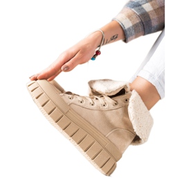 TRENDI Støvler, sneakers med fåreskind beige