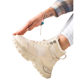 TRENDI Varme snørestøvler beige