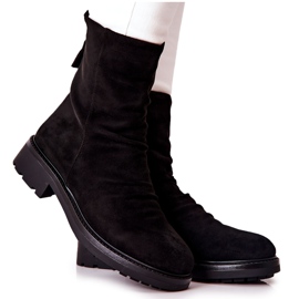Høj ruskind Crinkled Boots Sort Trisha