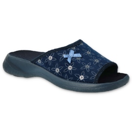 Befado Kvinders hjemmesko 442d195 Navy Blue Flowers med zirkoner blå