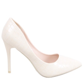 Snake skin dame høje hæle Hanne Beige