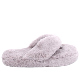 Bunny Grey pels hjemmesko grå