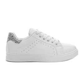 Hvide sneakers med glitter Shine sølv