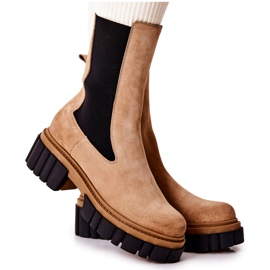 Læderstøvler Workers Laura Messi Beige 2421