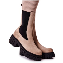 Læderstøvler Workers Laura Messi Lys beige 2421 brun
