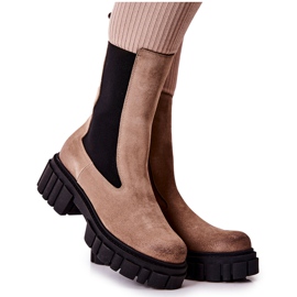 Læderstøvler Workers Laura Messi Mørk beige 2421 brun