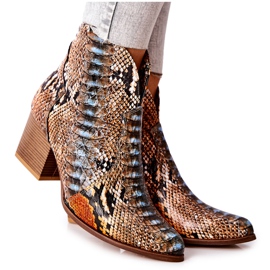 Lewski Shoes Cowboystøvler Lewski orange-blå slangemønster EV28 brun