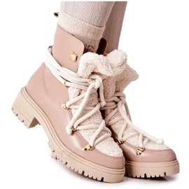 Lewski Shoes Læderstøvler Trappers bundet Lewski Beige 3116