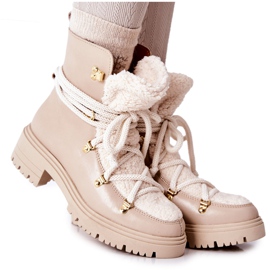 Lewski Shoes Læderstøvler Trappers Tied Lewski Lys beige 3116
