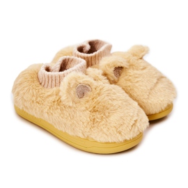 Varme Hjemmesko Med Ribbet Gul Dessi beige