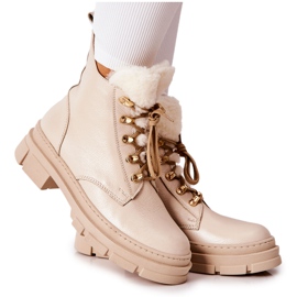 PF1 Varme læderstøvler Beige Molissa