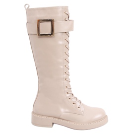 Snørestøvler Naomi Khaki beige