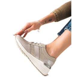 Evento Sølv læder sneakers beige