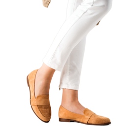 Evento Klassiske ruskind loafers beige gul