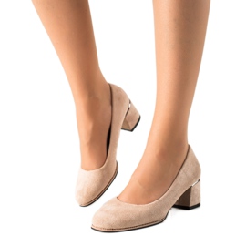 Sabatina Ruskindspumper med Cubic Zirconia beige
