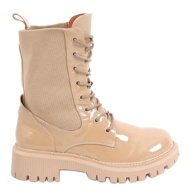 Militærstøvler med en sokoverdel Sanna Khaki beige