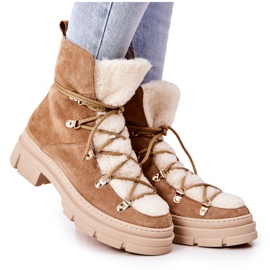 PF1 Varme ruskindsstøvler Beige Trappers Mindago