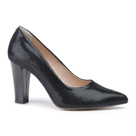 Marco Shoes Sorte pumps lavet af poleret vaskeskind