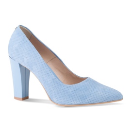 Marco Shoes Blå pumps i ruskind med 3D-prikker