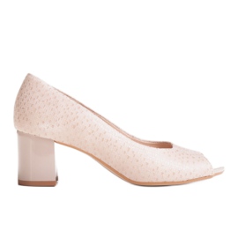 Marco Shoes Marco beige sandaler med stabil hæl