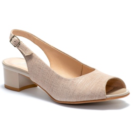 Marco Shoes Beige sandaler 0891P med sølv plaid