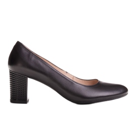 Marco Shoes Glatte sorte sko 1170P med en 3D hæl