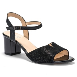 Marco Shoes Sorte sandaler 0624P i interessant læder