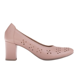 Marco Shoes Beige pumps på en stolpe med perforeret motiv