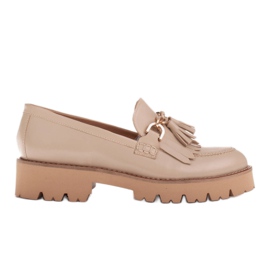 Marco Shoes Loafers med en guldkæde på en let sål beige