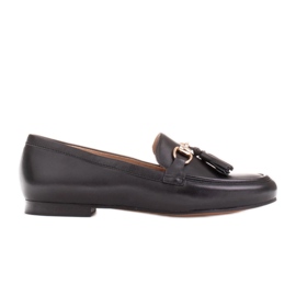 Marco Shoes Læder loafers med frynser sort