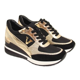 Wedge sneakers Vinceza W WM747B sort og guld gylden